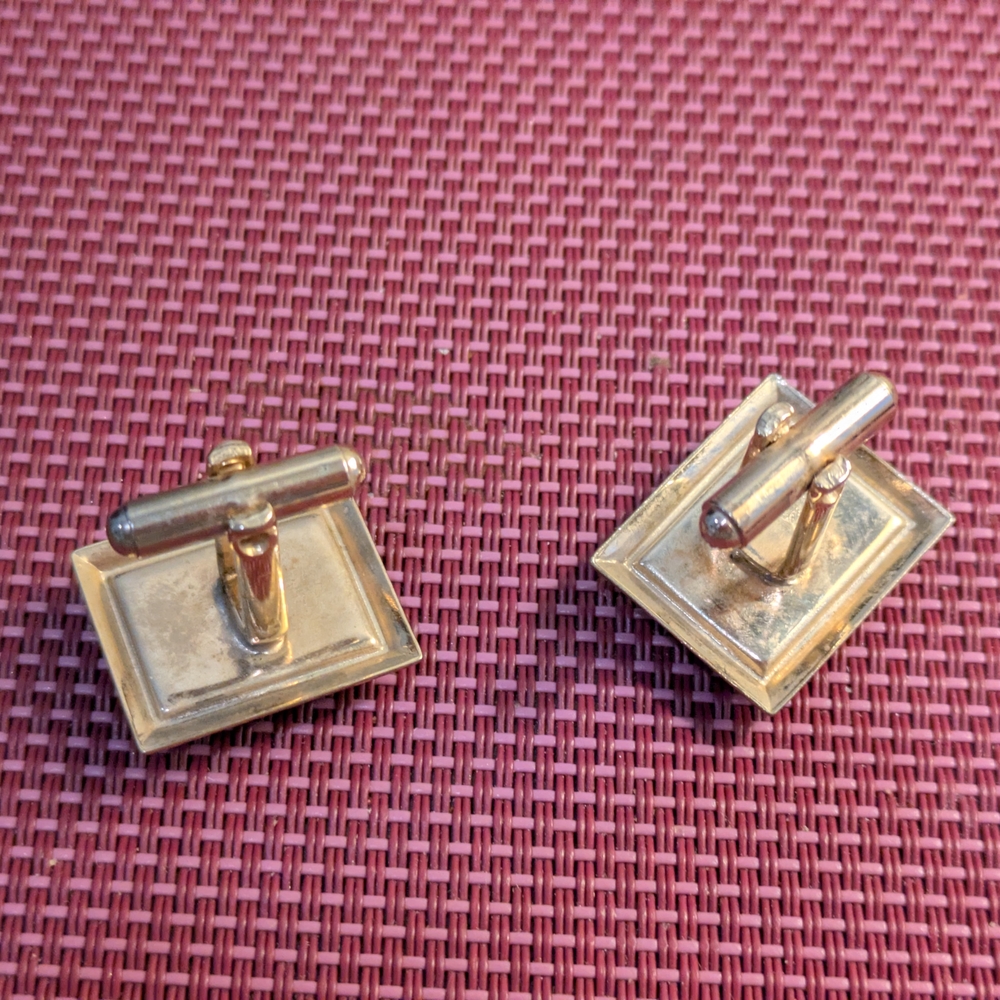 Gold Tone Rhinestone Cuff Links - Picture 2 of 2